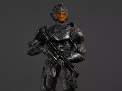 UE4 Game Ready Skeleton and Custom Rig Low-poly 3D model