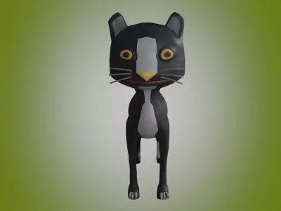 animated cartoon cat Low-poly 3D model