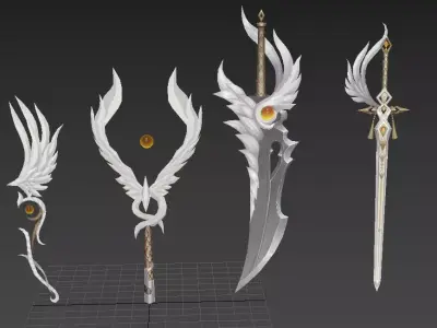 Fox drawing weapon set Low-poly 3D model