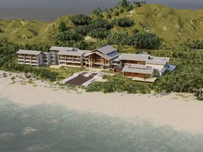 Hotel Beach-Hotel Beach Resort 3D model shop