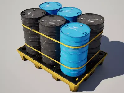  Oil Barrel Pallet Low-poly 3D model