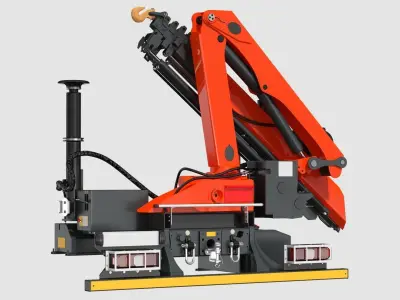 Telescopic Boom Crane Rigged 3D model