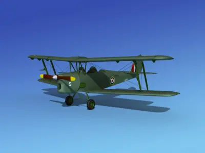 Dehavilland DH82 Tiger Moth V09 3D model