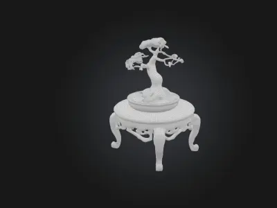 Unique Bonsai Tree Stand Low-poly 3D model