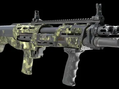 DP12 Shotgun Jungle Texture Low-poly 3D model