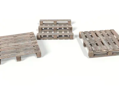 Wood Pallet Low-poly 3D model 2