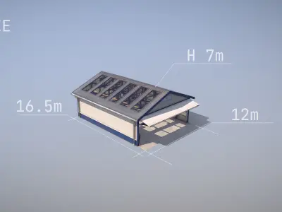 Airfield Hangar 12m Vr2 Low-poly 3D model
