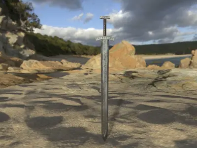 Engraved Viking Sword Low-poly 3D model