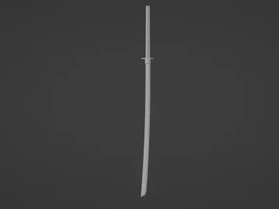 Long silver katana 3D model