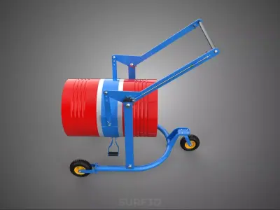 HEAVY DUTY DRUM BARREL TROLLEY CART BARROW HANDTRUCK HOLDER LIFT 3D model