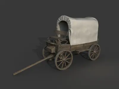 Realistic Medieval Covered Wagon Low-poly 3D model