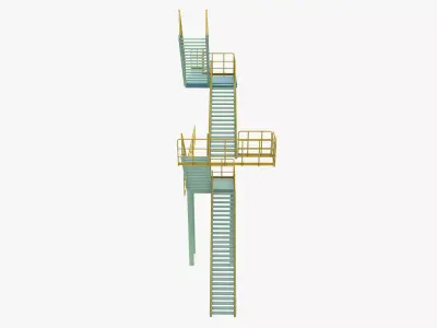 Industrial Stair Case Low-poly 3D model