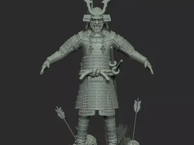Samurai in armor 3D model purchase