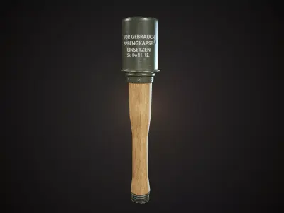 WWII stick grenade low poly game ready asset Low-poly 3D model