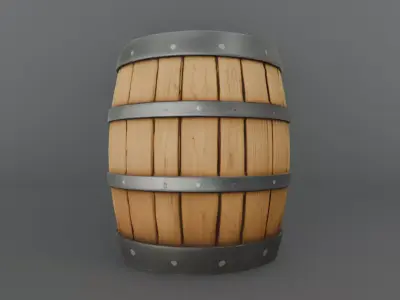 Stylized Wooden Barrel Environment Prop Low-poly 3D model