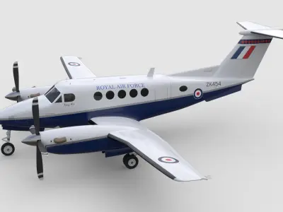 Beechcraft King Air B200 Royal Air Force Low-poly 3D model