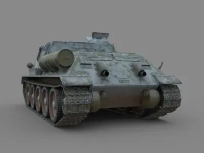 Su 100  tank destroyer  Soviet Winter camo Free 3D model