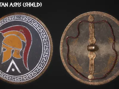 Ancient Greek Shields Set Low Poly Game Ready Low-poly 3D model