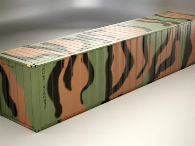 Intermodal Military Shipping Container 40-foot-long Low-poly 3D model