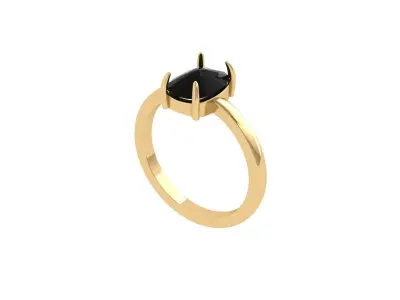 Cushion Solitaire Ring 3D print model 2