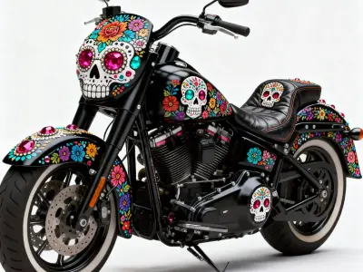 Mexican Dia de los Muertos Cruiser Motorcycle Low-poly 3D model