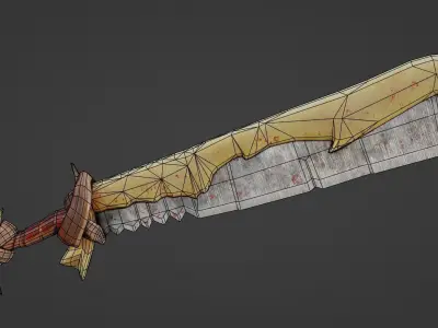 Bone Sword PBR Game-Ready Low-poly 3D model Low-poly 3D model