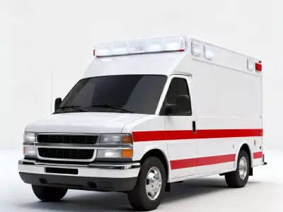 Realistic Emergency Ambulance 3D Model Low-poly 3D model