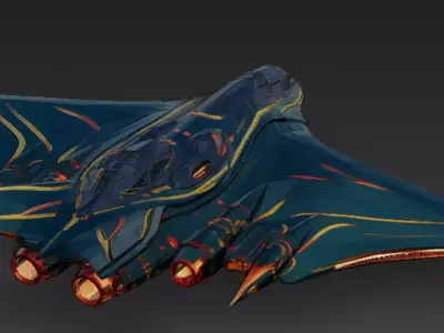 Futuristic Sci Fi Fighter Jet 3D Model PBR Low-poly 3D model