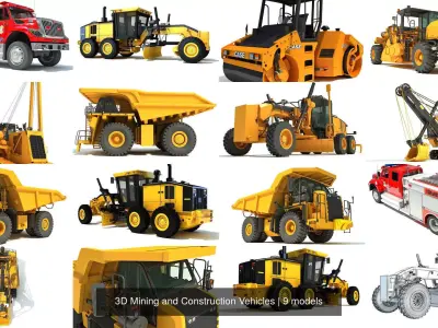3D Mining and Construction Vehicles 3D Model Pack