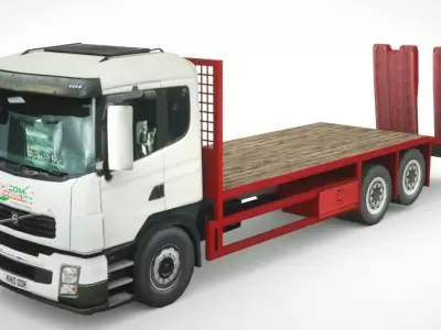 Volvo FL280 flatbed 2010 Low-poly 3D model
