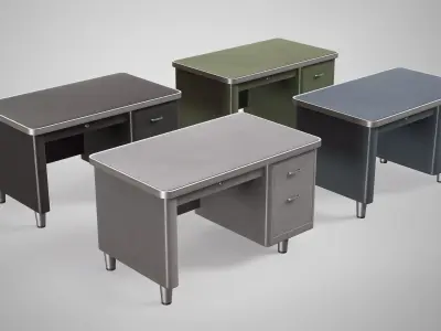 Retro Office Table - Vintage Office Desk Gameready AAA Low-poly 3D model