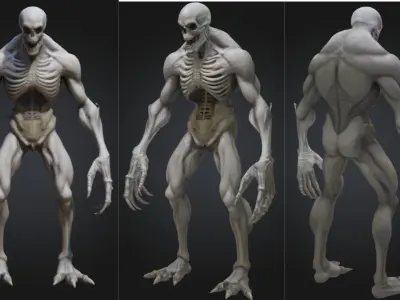 Undead Bone Horror Creature Monster Sci Fi Alien Low-poly 3D model