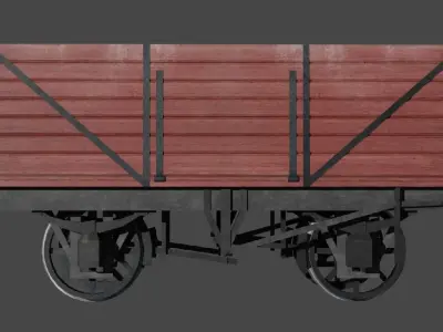 7 plank wagon red scale Free 3D model