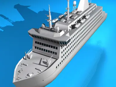 Ferryboat2 cruise ship in water 3D model