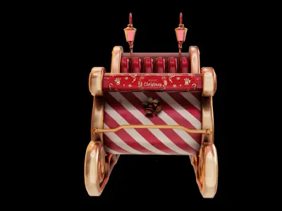 Santa Claus Sleigh Low-Poly Low-poly 3D model