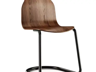Sancal Boby Wood Chair Cantilever Leg 3D model