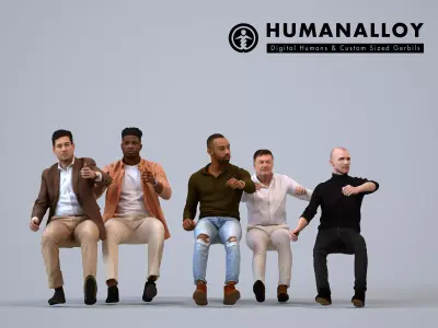 Basics0054 - A set containing 7 models of male adults driving 3D model