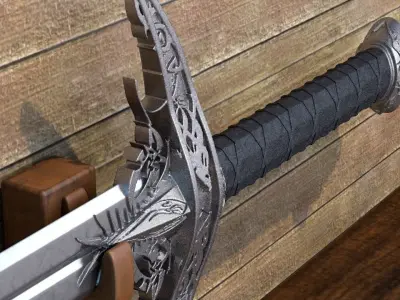 Medieval sword 3D model 8