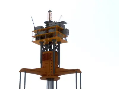 TPL Tension Leg Oil Platform Low-poly 3D model