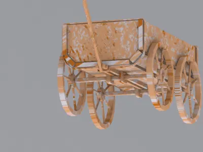 Wooden Cart Old Collection  Low-poly 3D model