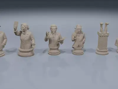 Industrial revolution chess set 3D print model