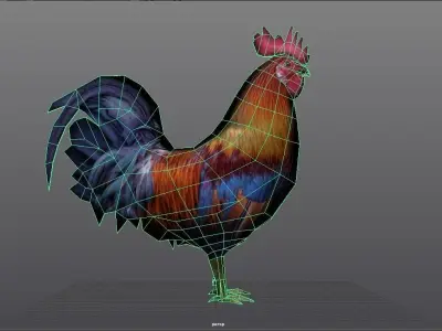 Rooster rigged animated and textured Low-poly 3D model