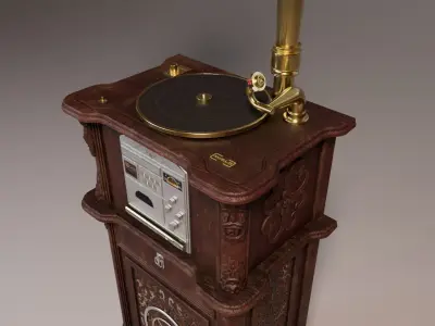 Tabletop Gramophone Low-poly 3D model