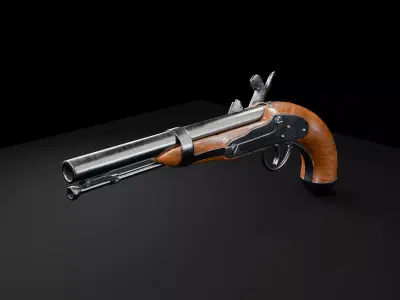 Pirate Fire Stick Gun Low-poly 3D model Low-poly 3D model Low-poly 3D model
