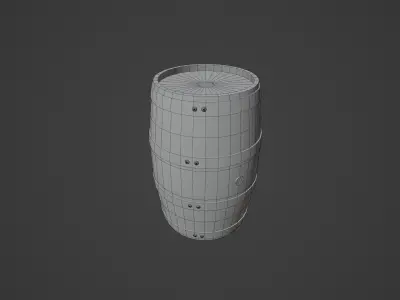 Wooden Barrel PBR Low-poly Game ready Low-poly 3D model Low-poly 3D model