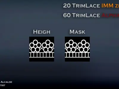 Trim lace 20 IMM Curve Pack Zbrush Brushes Low-poly 3D model