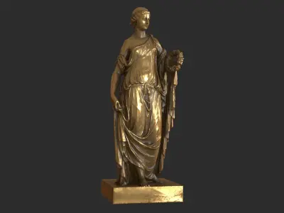 Roman Woman Statue - Gold Low-poly 3D model