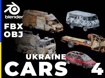USCANS Ukraine  Cars set 4 Low-poly 3D model