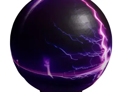 Glowing Plasma Ball with Purple Lightning 3D model