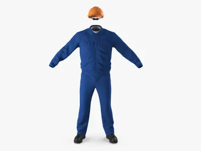 Boiler Suit Coverall with Safety Helmet 3D model